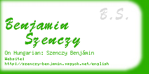 benjamin szenczy business card